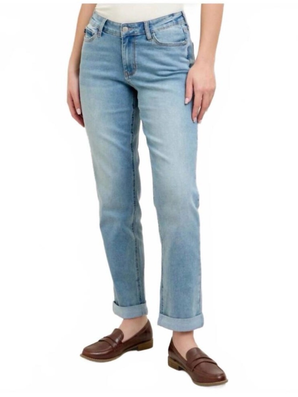Judy Blue Light Wash Mid Rise Boyfriend Fit Jeans Stretch Size 28